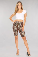 Load image into Gallery viewer, Leopard Print Stretch Biker Shorts
