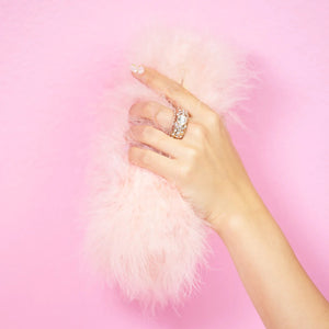Pink Furry Feather Clutch