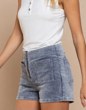 Load image into Gallery viewer, Denim Colored Corduroy Mini High Waist Shorts
