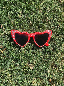 Cat Eye Heart Sunglasses with Silver Accents
