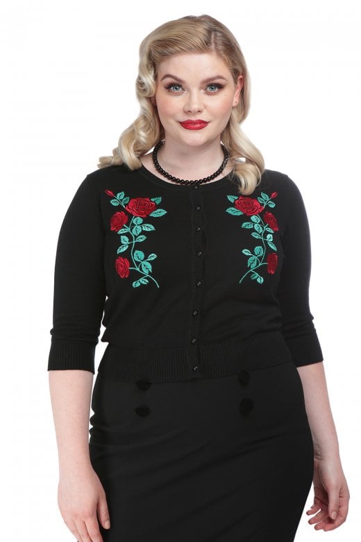 Lucy Dark Rose Black and Red Cardigan
