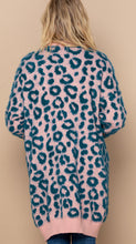 Load image into Gallery viewer, Pink and Blue Fuzzy Leopard Print Long Open Cardigan

