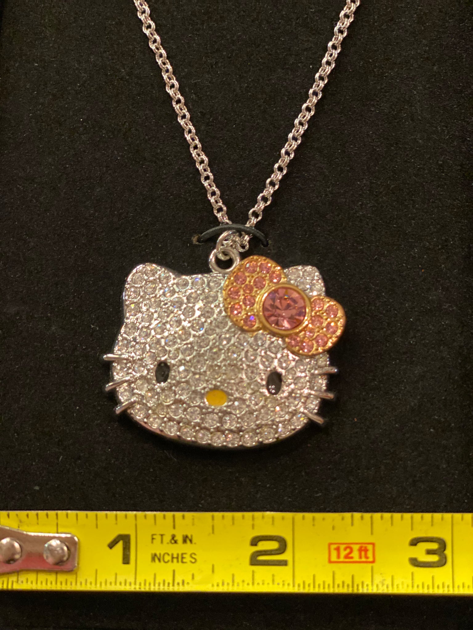 Sanrio Hello Kitty Silver Yellow Gold Plated Clear Crystal Pendant - 18''  Chain, Officially Licensed Authentic : Target