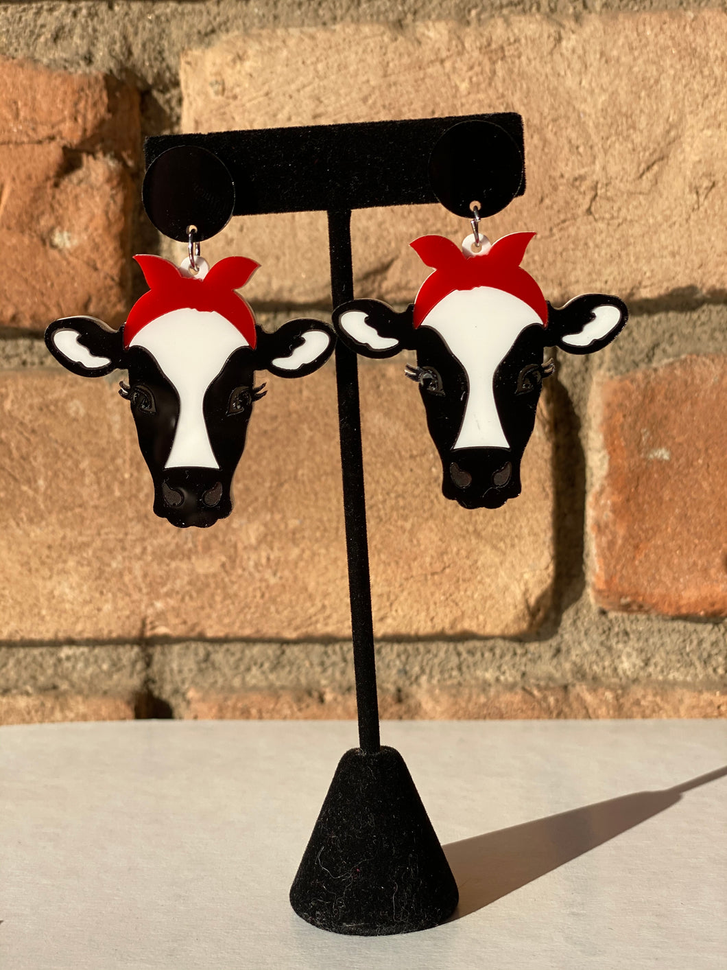 Sweet Bessie Cow Acrylic Statement Earrings