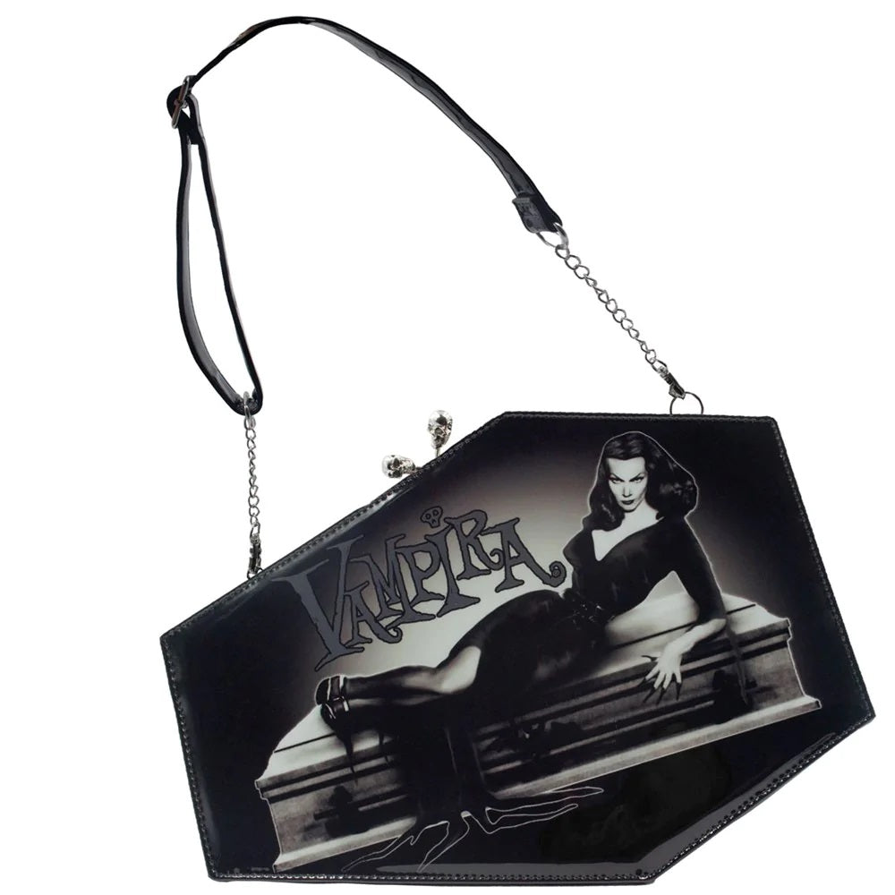 Vampira Skull Kisslock Deluxe Coffin Handbag