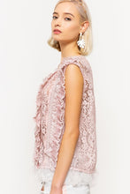 Load image into Gallery viewer, Pink Sleeveless Wide Pleat Lace Ruffle Trim Top
