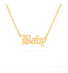 "Baby" Script Necklace