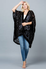 Load image into Gallery viewer, Black Floral Velvet Burnout Kimono

