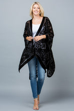 Load image into Gallery viewer, Black Floral Velvet Burnout Kimono
