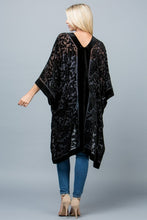 Load image into Gallery viewer, Black Floral Velvet Burnout Kimono
