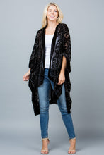 Load image into Gallery viewer, Black Floral Velvet Burnout Kimono
