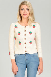 Embroidered Strawberry Cardigan