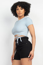 Load image into Gallery viewer, Dusty Blue Waist Tied Ribbon Top
