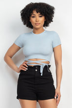 Load image into Gallery viewer, Dusty Blue Waist Tied Ribbon Top
