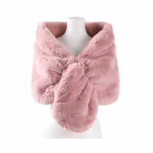 Blush Pink Luxe Faux Fur Shawl Wrap