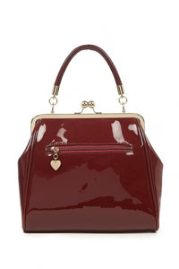 Burgundy Classic Retro Bow Kisslock Handbag