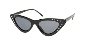 Black and Crystal Rhinestone Cat Eye Sunglasses