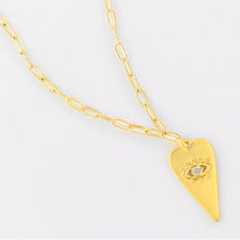 Load image into Gallery viewer, Matte Gold Evil Eye in Heart Pendant Necklace
