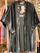 Load image into Gallery viewer, Gray Velvet Floral Embroidered Kimono
