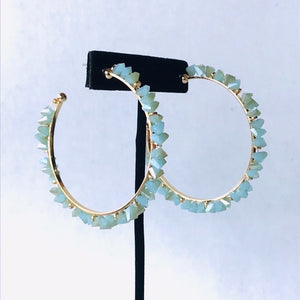 Crystal Wrapped Large Hoop Earrings- 4 Colors Available