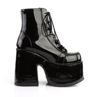 Camel Patent Platform Ankle Boots