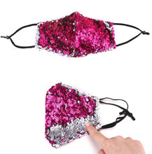 Load image into Gallery viewer, magenta pink mermaid sequin mask
