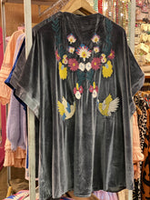 Load image into Gallery viewer, Gray Velvet Floral Embroidered Kimono

