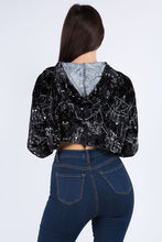 Load image into Gallery viewer, Astrology Print Velvet Cropped Hoodie
