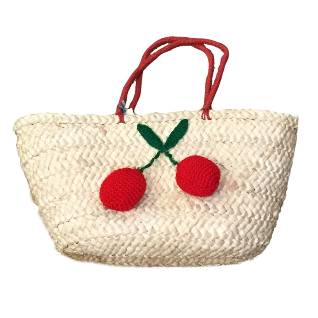 Woven Crochet Cherry Tote Bag