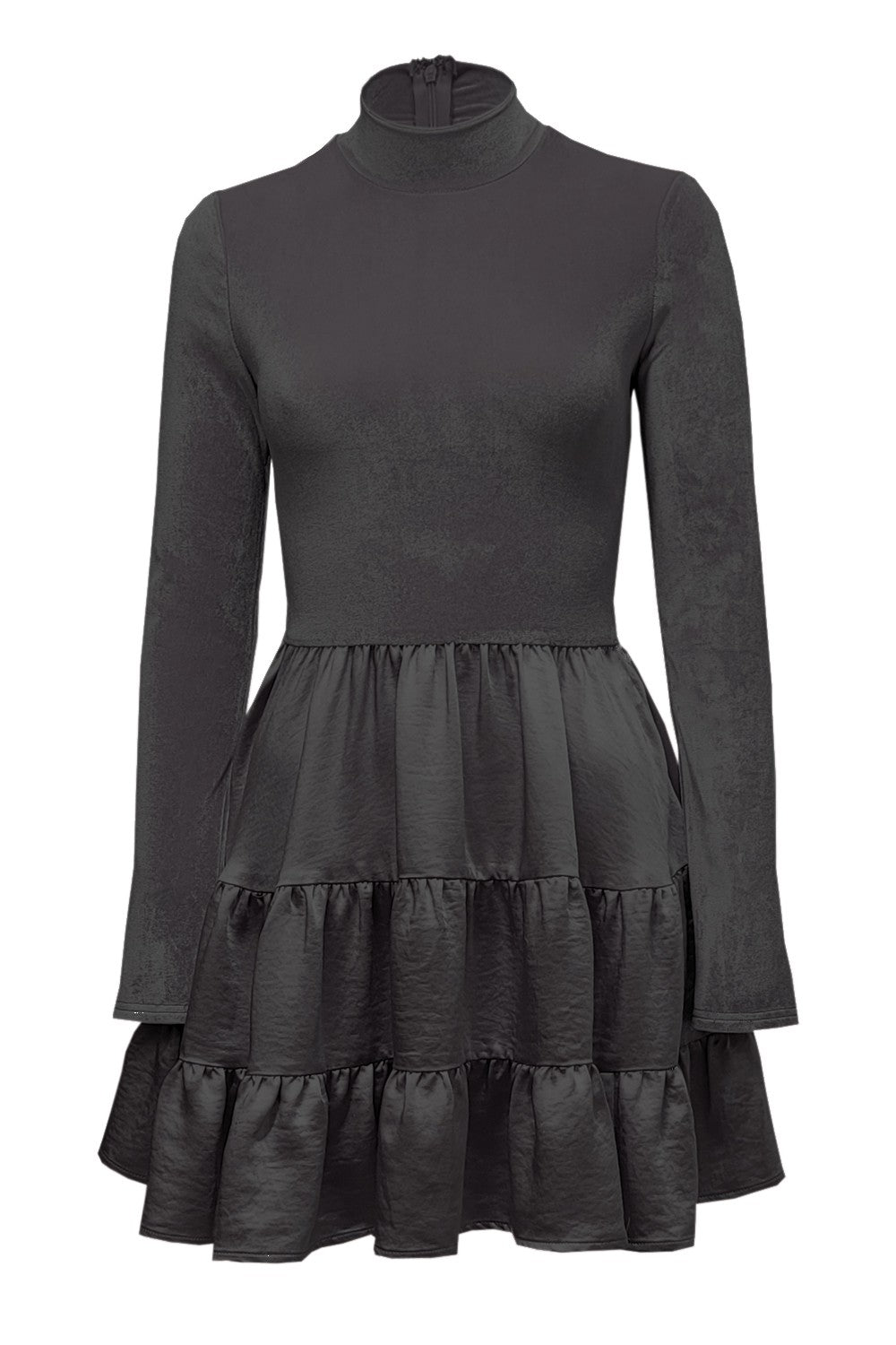 Dark Mori Black Velvet Mock Neck Mini Dress