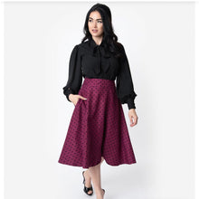 Load image into Gallery viewer, Wine and Black Polka Dot Vivian Skirt
