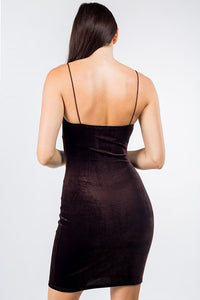 Black Front Lace Detail Velvet Mini Dress