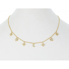 Load image into Gallery viewer, Delicate Pave Moon and Star Charms Necklace- More finishes available!
