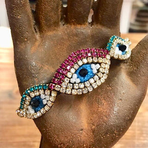 3 rhinestone evil eye bracelet 