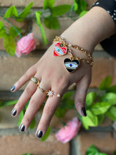 Load image into Gallery viewer, Enamel Evil Eye Heart Charm Bracelet- More Colors and Options Available!
