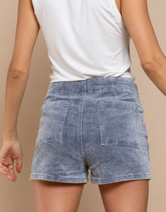 Denim Colored Corduroy Mini High Waist Shorts