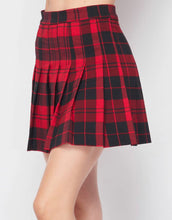 Load image into Gallery viewer, Red Plaid Pleated Mini Skirt
