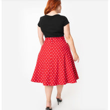 Load image into Gallery viewer, Red and White Polka Dot High Waist Vivian Skirt- Plus Size

