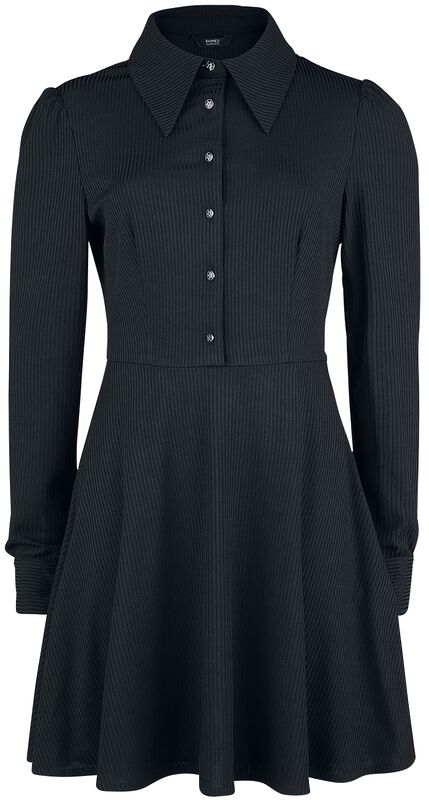 Black Collared Pentagram Buttons Button Down Mini Dress