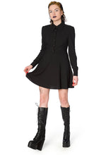 Load image into Gallery viewer, Black Collared Pentagram Buttons Button Down Mini Dress
