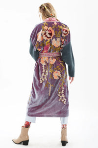 Something Magical Grape Jam Velvet and Knit Kimono Coat