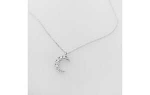 Delicate Pave Moon Charm Necklace