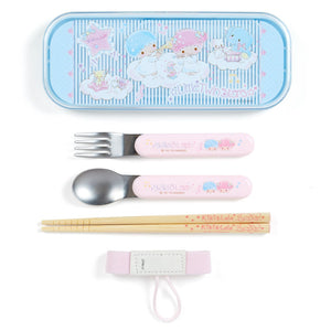 Little Twin Stars Lunch Box Utensil Trio in Carrying Case- Japan Exclusive