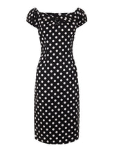 Load image into Gallery viewer, Dolores Black and White Polka Dot Pencil Dress

