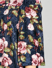 Load image into Gallery viewer, Navy Floral Off Shoulder Velvet Dress
