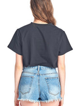 Load image into Gallery viewer, Black Vintage Style Cropped Tee Top
