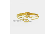 Load image into Gallery viewer, Open Front Evil Eye, Moon, and Heart Bangle Bracelet- More Finishes Available!
