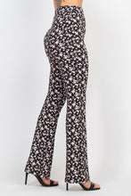 Load image into Gallery viewer, Black and Pink Floral Crop Top and Bell Bottom Knit Pants Set
