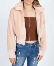 Load image into Gallery viewer, faux fur cropped jacket blush pink
