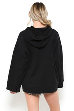 Load image into Gallery viewer, Rosy Floral Patch Black Hoodie Sweater
